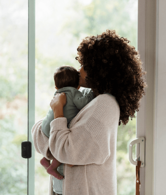A mom with her baby in a calm moment